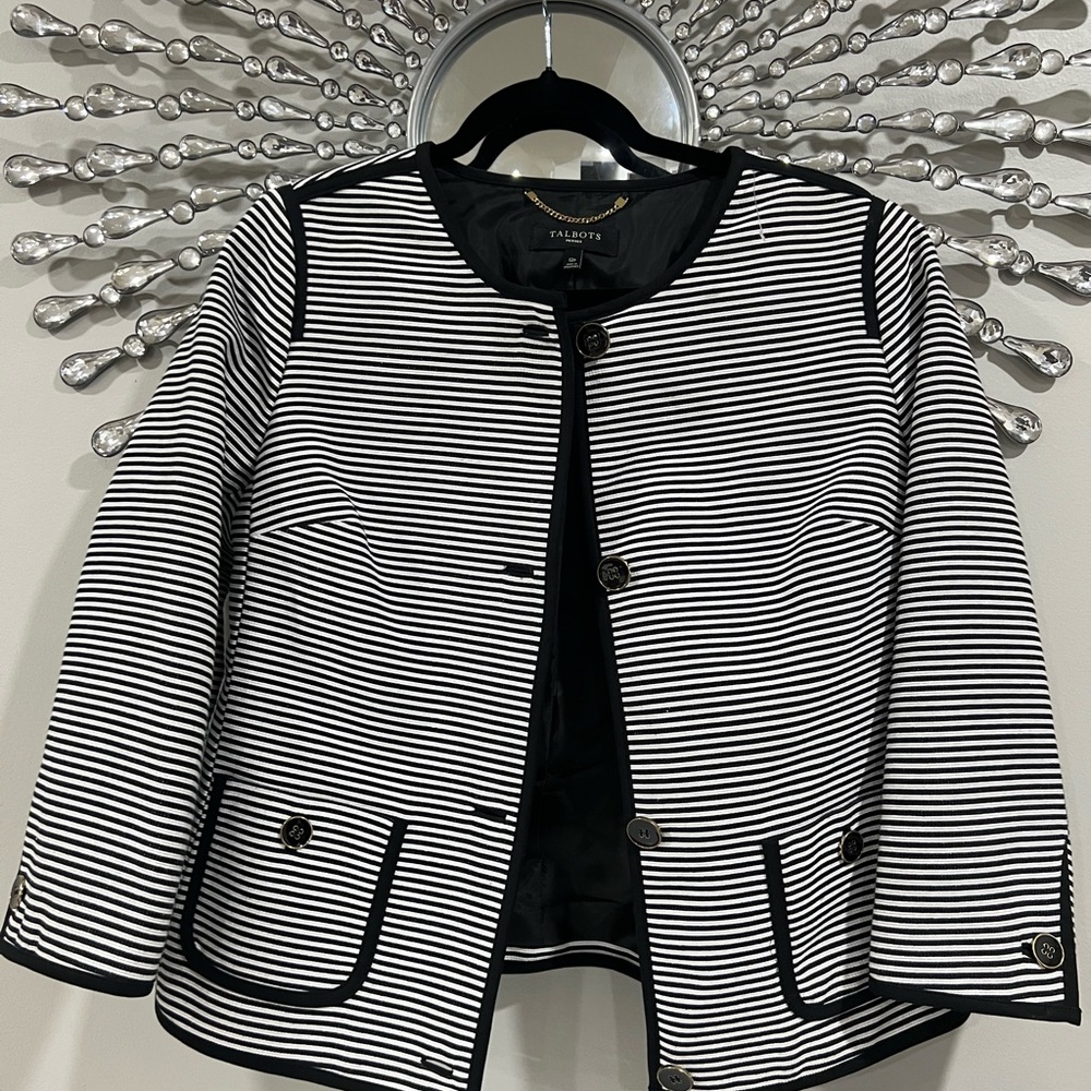 Talbots Black and White Striped Women's Jacket